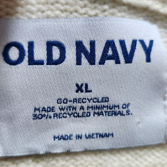 Old Navy Mens Fair Isle Crewneck Sweater Size XL Cream Black Gray Bear Cozy - Picture 2 of 12